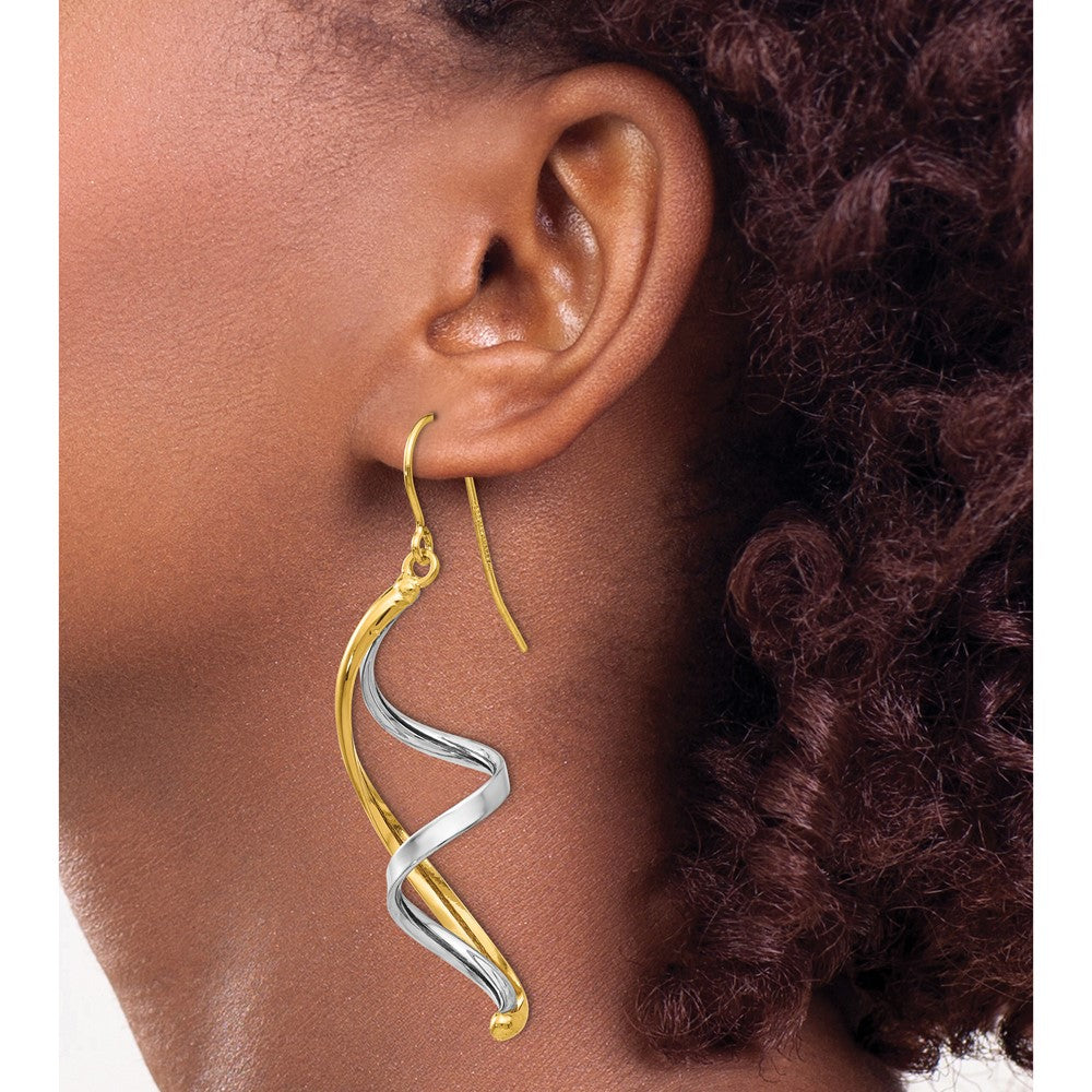 14K Two-Tone Polished Fancy Dangle Earrings