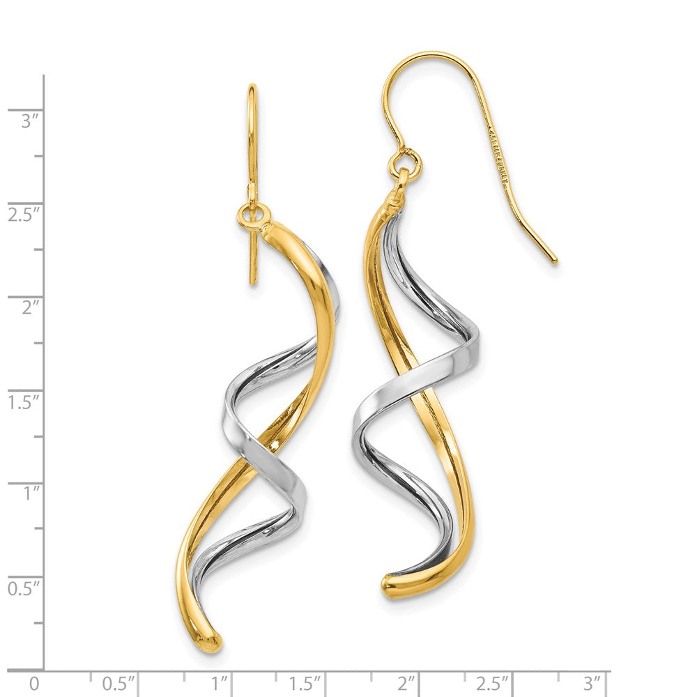 14K Two-Tone Polished Fancy Dangle Earrings