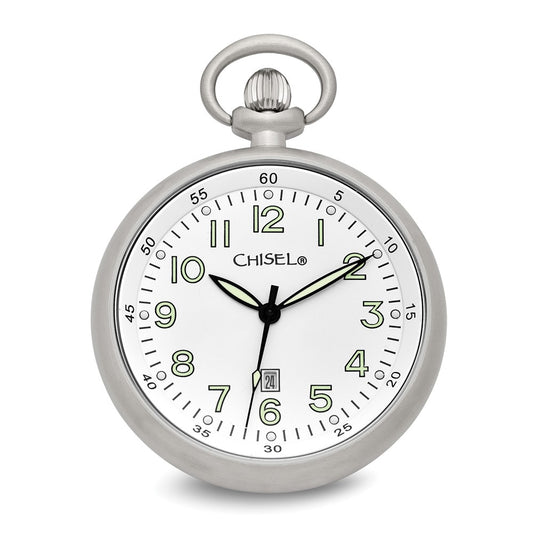 Stainless Steel Chisel White Dial Pocket Watch