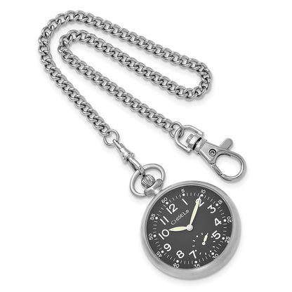 Stainless Steel Chisel Black Dial Pocket Watch