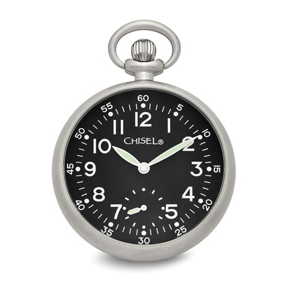Stainless Steel Chisel Black Dial Pocket Watch