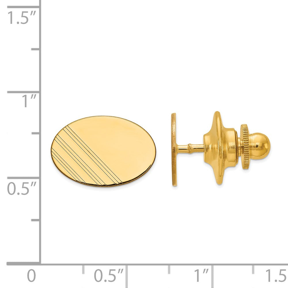 14K Yellow Gold Men'S Oval W/Line Design Tie Tac