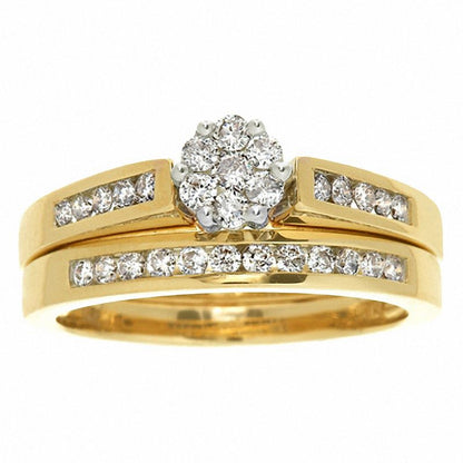 1 CT. T.W. Diamond Flower Bridal Set in 14K Gold