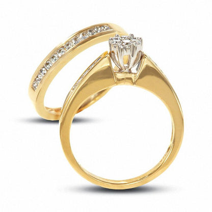 1 CT. T.W. Diamond Flower Bridal Set in 14K Gold