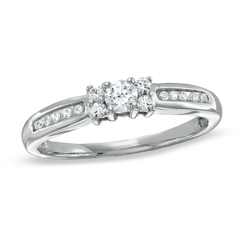 1/4 CT. T.W. Diamond Channel Engagement Ring in 14K White Gold