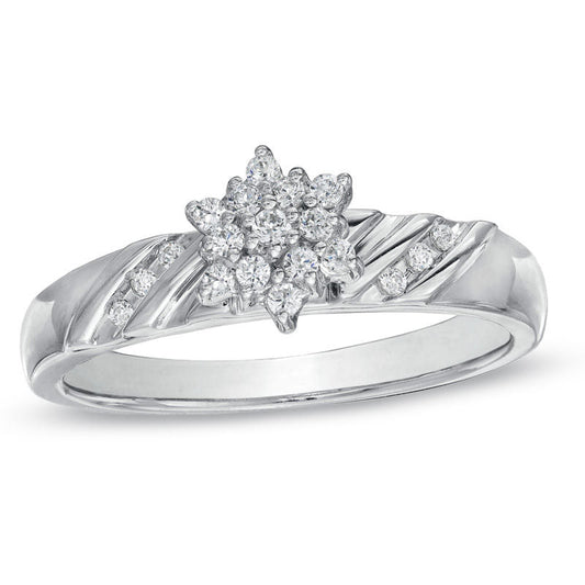 1/5 CT. T.W. Diamond Cluster Engagement Ring in 14K White Gold