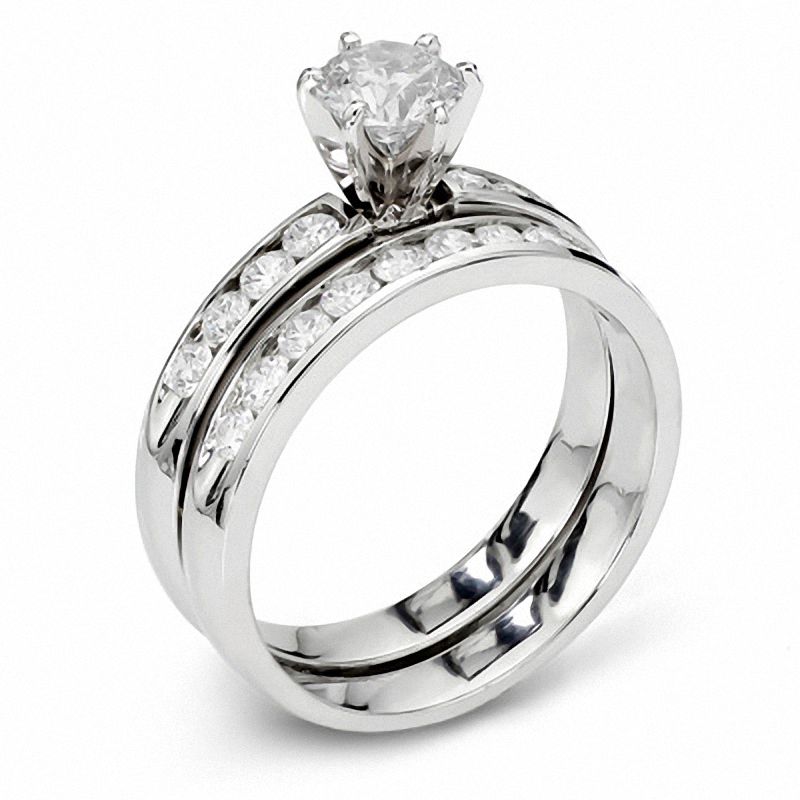 1 CT. T.W. Diamond Bridal Set in 14K White Gold