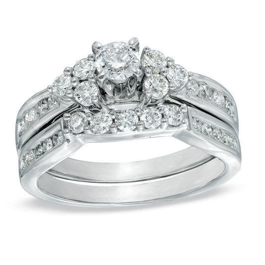 7/8 CT. T.W. Diamond Bridal Engagement Ring Set in 14K White Gold