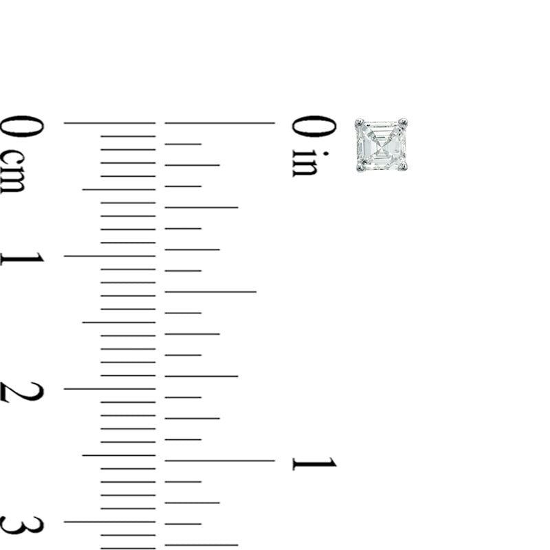 0.33 CT. T.W. Certified Asscher-Cut Diamond Solitaire Stud Earrings in 18K White Gold (I/VS2)