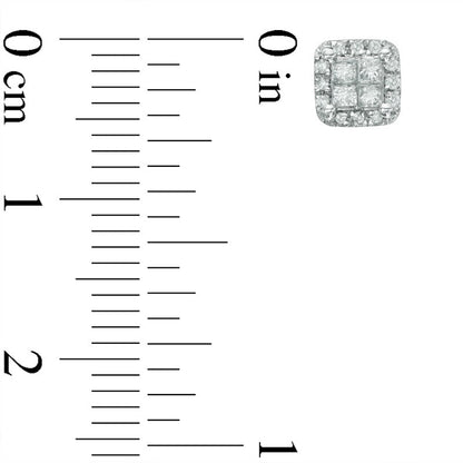 0.25 CT. T.W. Quad Princess-Cut Diamond Frame Stud Earrings in 14K White Gold