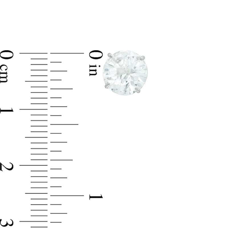 8.0mm Lab-Created White Sapphire Stud Earrings in 10K White Gold