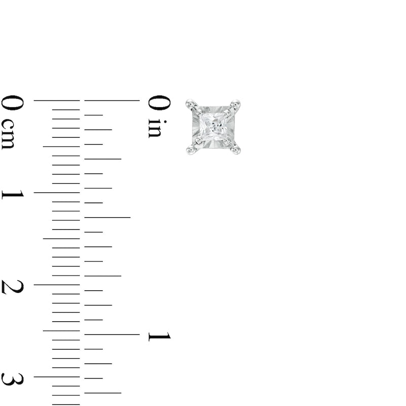 0.33 CT. T.W. Princess-Cut Diamond Solitaire Stud Earrings in Sterling Silver