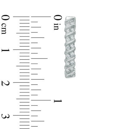 0.2 CT. T.W. Diamond Double Row Cascading Hoop Earrings in 10K White Gold