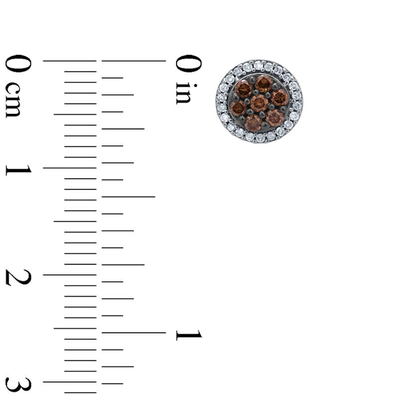 0.33 CT. T.W. Champagne and White Diamond Composite Stud Earrings in 10K Rose Gold