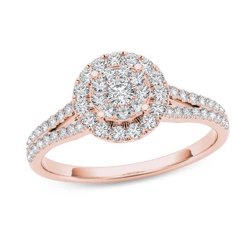 1/2 CT. T.W. Composite Diamond Frame Engagement Ring in 14K Rose Gold