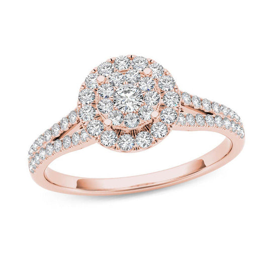 1/2 CT. T.W. Composite Diamond Frame Engagement Ring in 14K Rose Gold