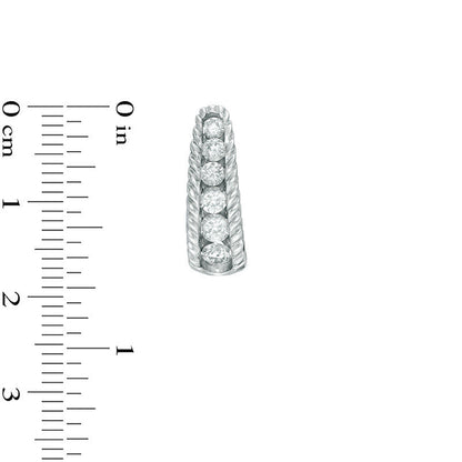 1 CT. T.W. Diamond Textured J-Hoop Earrings in 10K White Gold