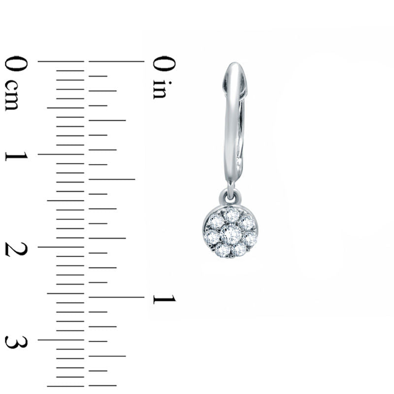 0.25 CT. T.W. Diamond Flower Drop Hoop Earrings in 10K White Gold
