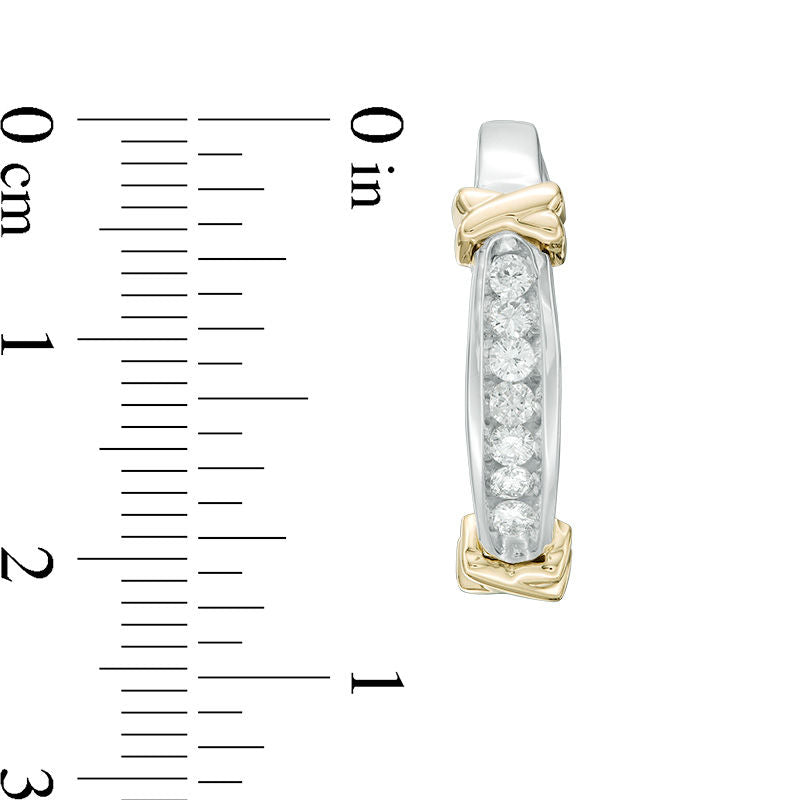 0.5 CT. T.W. Diamond "X" Collar Hoop Earrings in 10K Two-Tone Gold