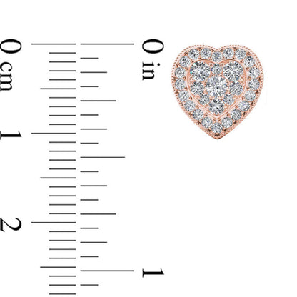 0.33 CT. T.W. Composite Diamond Vintage-Style Heart Stud Earrings in 10K Rose Gold