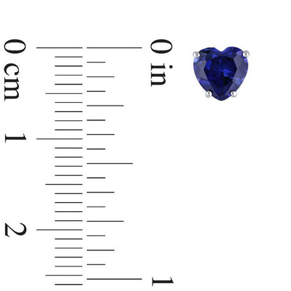 6.0mm Hear-Shaped Lab-Created Blue Sapphire Stud Earrings in 10K White Gold