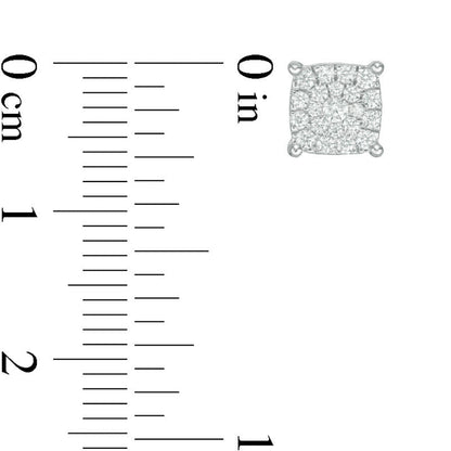 0.33 CT. T.W. Composite Diamond Cushion Frame Stud Earrings in 10K White Gold
