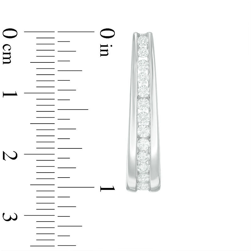 1 CT. T.W. Diamond J-Hoop Earrings in 14K White Gold