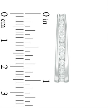 1 CT. T.W. Diamond J-Hoop Earrings in 14K White Gold