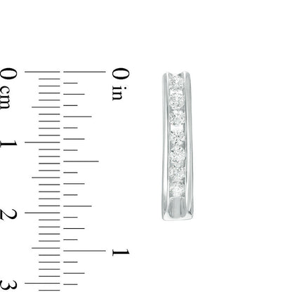 1 CT. T.W. Diamond J-Hoop Earrings in 14K White Gold