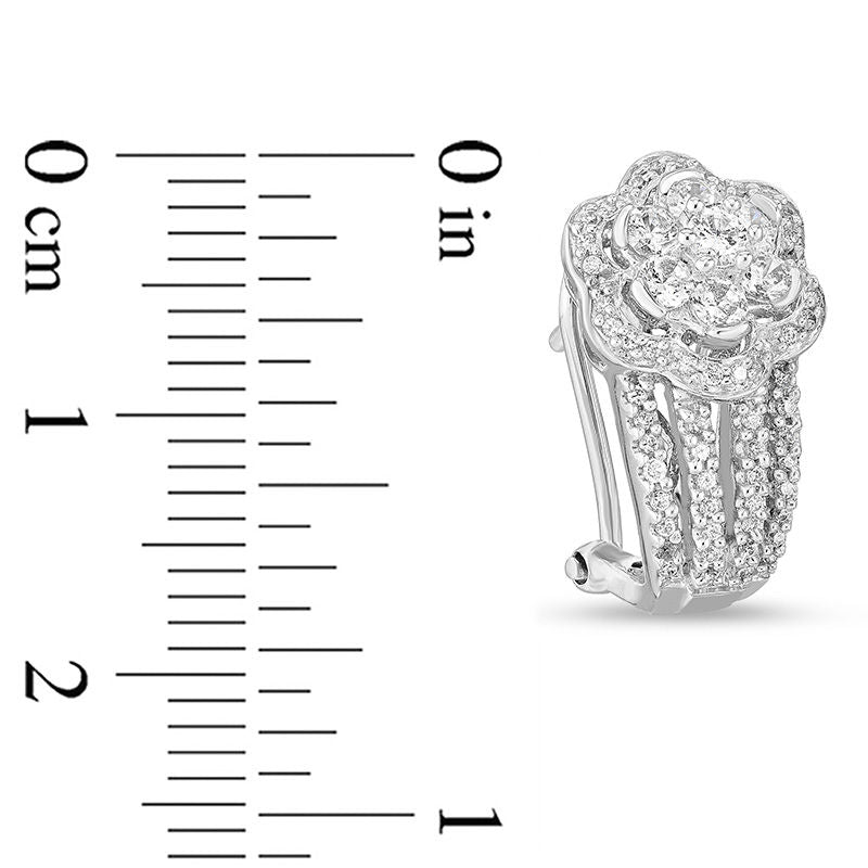 1 CT. T.W. Composite Diamond Multi-Row J-Hoop Earrings in 14K White Gold