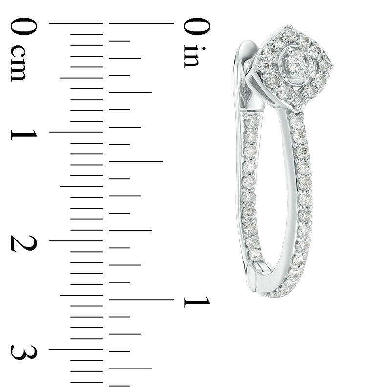 1 CT. T.W. Diamond Tilted Square Frame Inside-Out Hoop Earrings in 10K White Gold