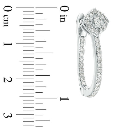 1 CT. T.W. Diamond Tilted Square Frame Inside-Out Hoop Earrings in 10K White Gold