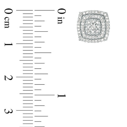 0.38 CT. T.W. Composite Diamond Double Cushion Frame Stud Earrings in 10K White Gold