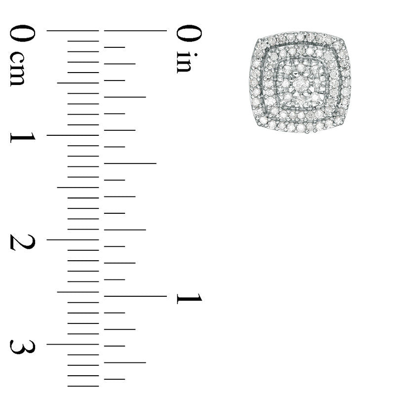 0.38 CT. T.W. Composite Diamond Double Cushion Frame Stud Earrings in 10K Rose Gold