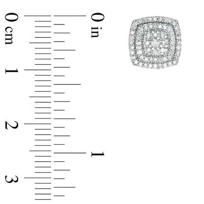 0.38 CT. T.W. Composite Diamond Double Cushion Frame Stud Earrings in 10K Rose Gold