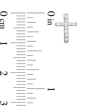 0.05 CT. T.W. Diamond Cross Stud Earrings in 10K White Gold