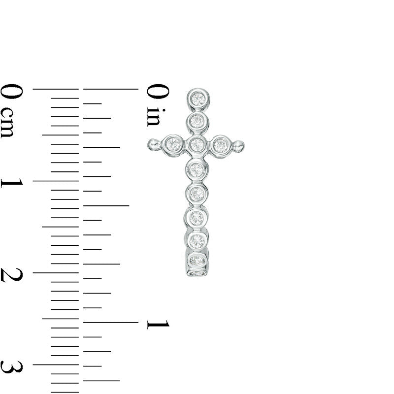 0.25 CT. T.W. Diamond Bezel-Set Cross J-Hoop Earrings in Sterling Silver