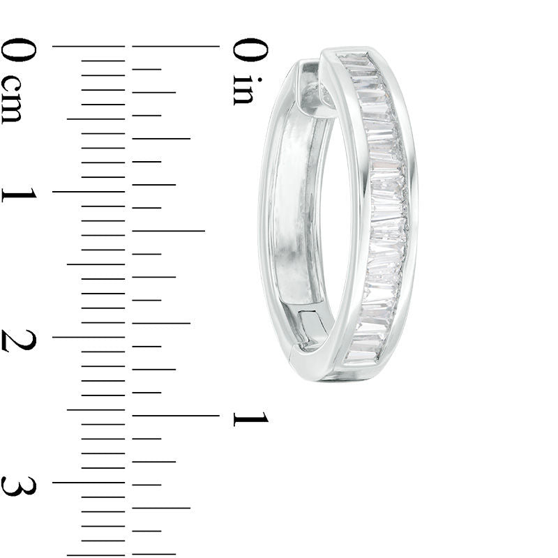 1.5 CT. T.W. Baguette Diamond Hoop Earrings in 14K White Gold