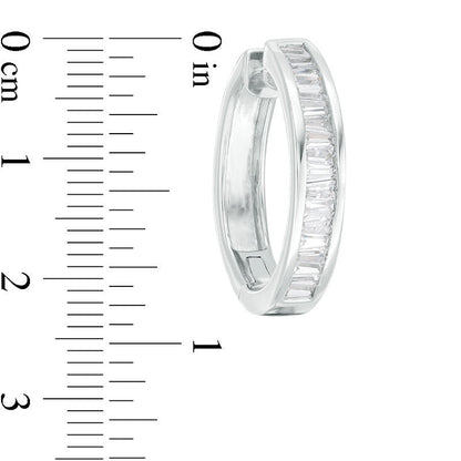 1.5 CT. T.W. Baguette Diamond Hoop Earrings in 14K White Gold