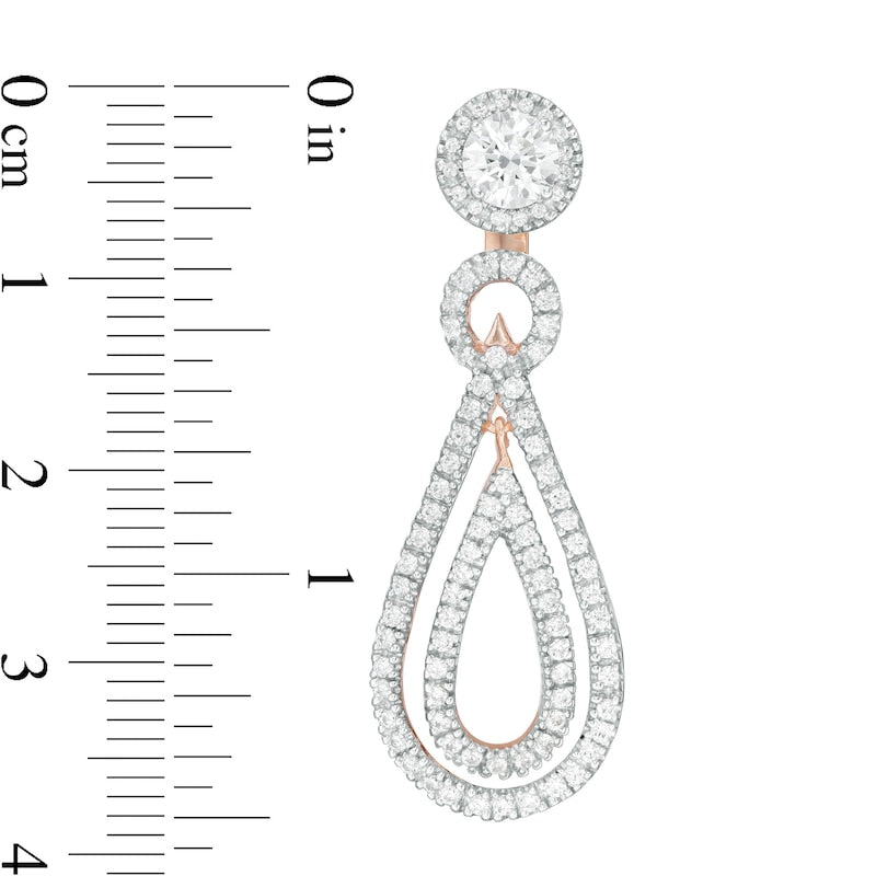1 CT. T.W. Diamond Frame and Double Open Teardrop Earring Jackets in 14K Rose Gold
