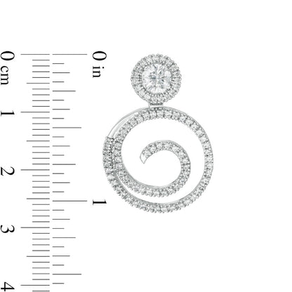 1 CT. T.W. Diamond Frame and Swirl Drop Earring Jackets in 14K White Gold