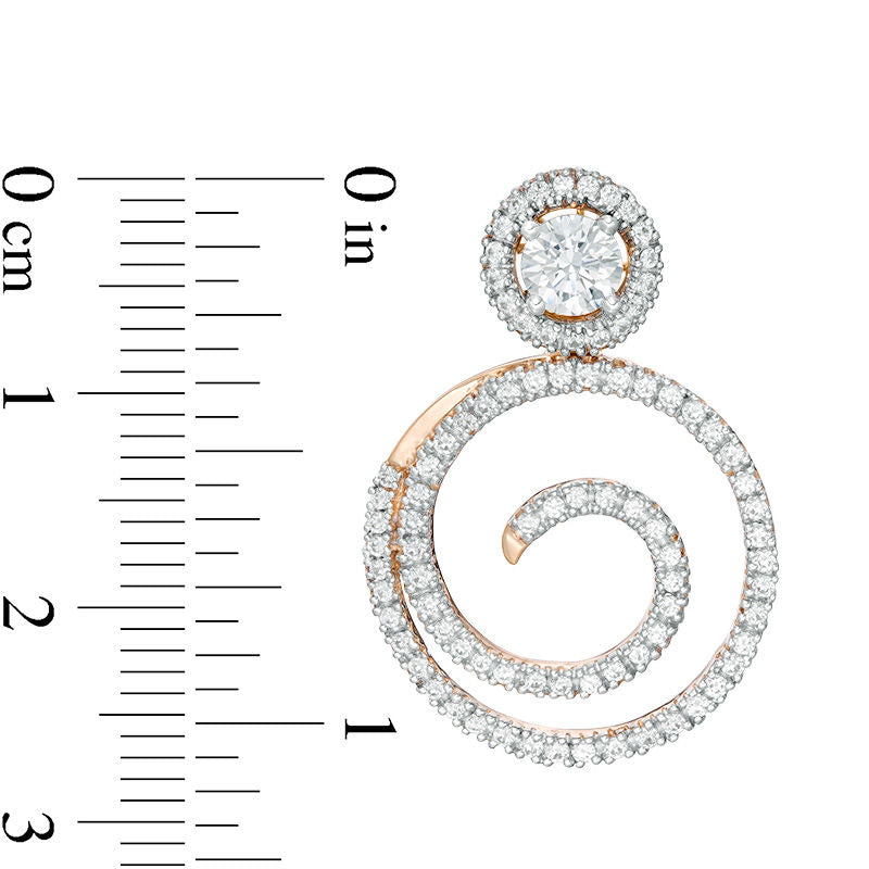 1 CT. T.W. Diamond Frame and Swirl Drop Earring Jackets in 14K Rose Gold