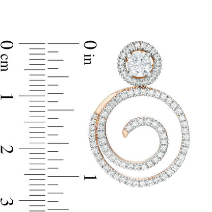 1 CT. T.W. Diamond Frame and Swirl Drop Earring Jackets in 14K Rose Gold