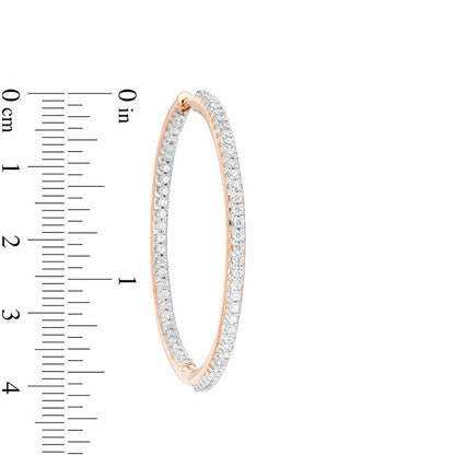 1.5 CT. T.W. Diamond Inside-Out Hoop Earrings in 14K Rose Gold