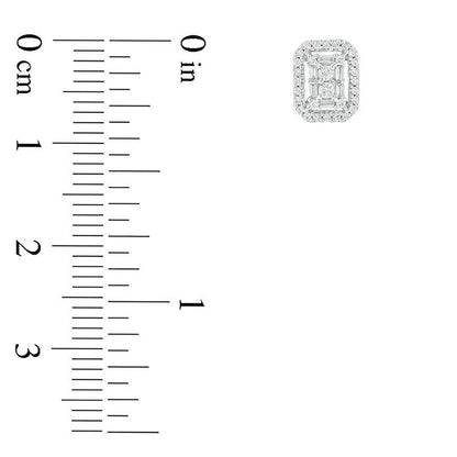 0.33 CT. T.W. Composite Diamond Art Deco Rectangle Frame Stud Earrings in 10K White Gold