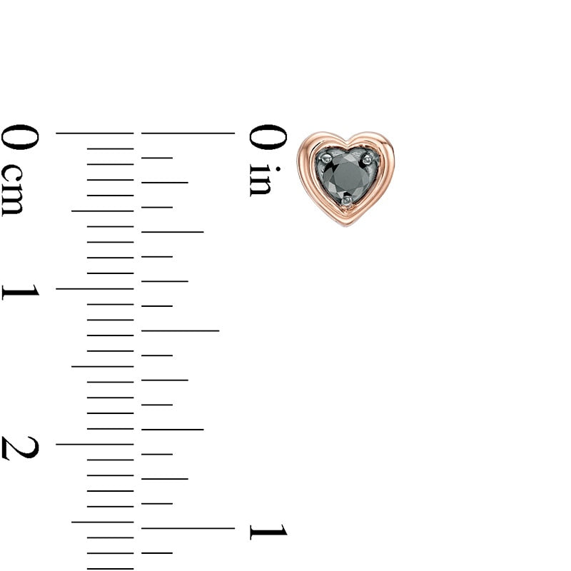 0.25 CT. T.W. Enhanced Black Diamond Solitaire Heart Stud Earrings in 10K Rose Gold