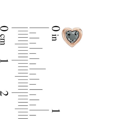 0.25 CT. T.W. Enhanced Black Diamond Solitaire Heart Stud Earrings in 10K Rose Gold
