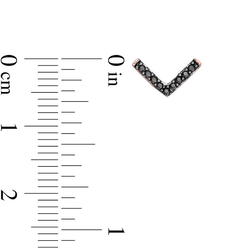 0.1 CT. T.W. Enhanced Black Diamond Chevron Stud Earrings in 10K Rose Gold