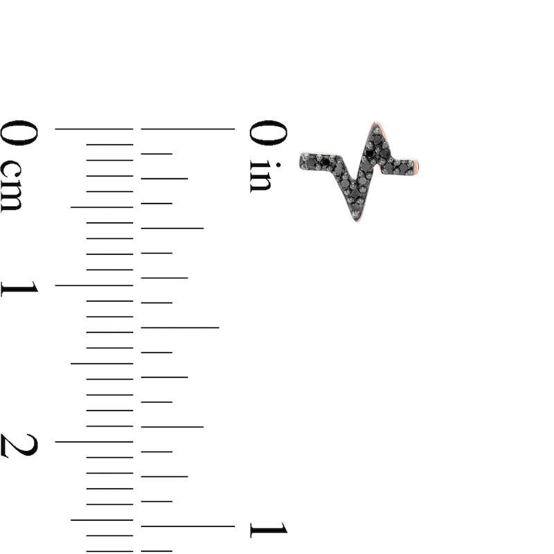 0.07 CT. T.W. Enhanced Black Diamond Heartbeat Stud Earrings in 10K Rose Gold