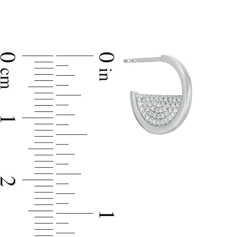 0.1 CT. T.W. Diamond Half Circle Hoop Earrings in 10K White Gold